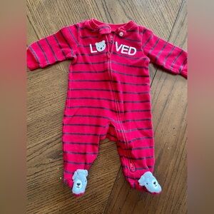 Carter’s 3 month valentines striped zipper pajamas